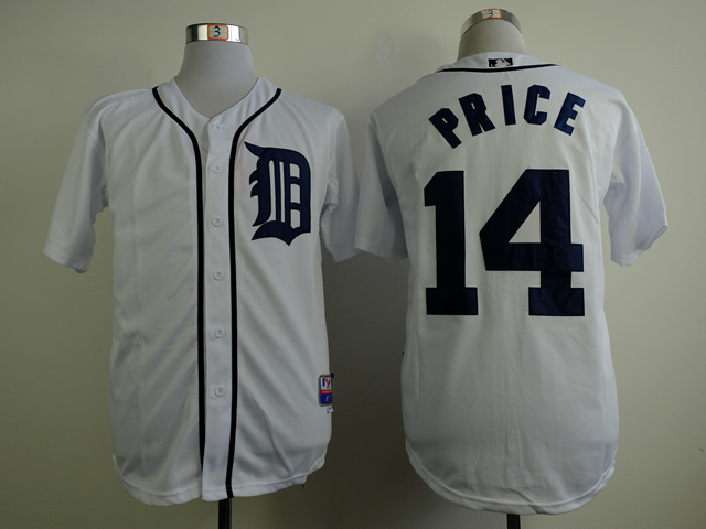 Men Detroit Tigers 14 Price White MLB Jerseys1